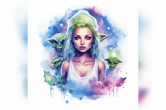 Download Aliens. Watercolor. PNG - Premium Bundle