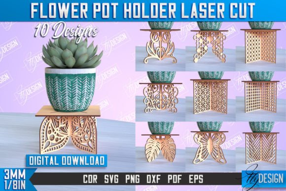 Download Flower Pot Holder Laser Cut | Home Decor - Premium Bundle